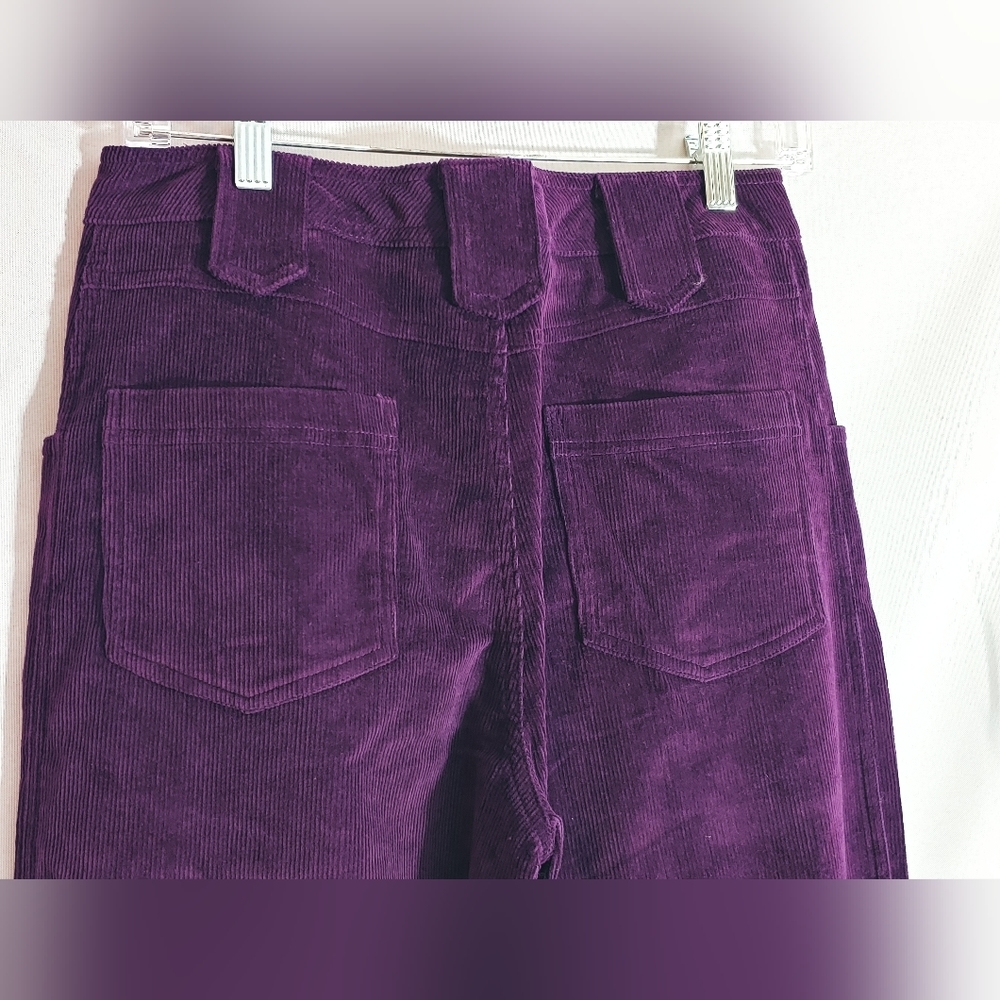 NWT April Cornell EGGPLANT PURPLE Corduroy Womens Vintage Flare Leg Pants - Picture 4 of 5